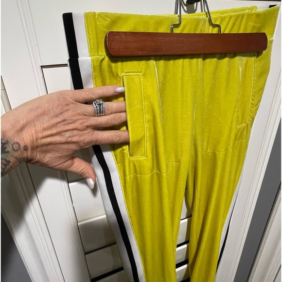 Norma Kamali, Spring Green, offset stripe joggers. - Picture 3 of 9